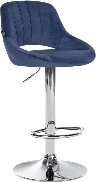 DELUKE Barhocker SEGAD mit Lehne aus Samt in Blau und Silber, B/T/H: 47 x 48 x 85 cm - Bild 1