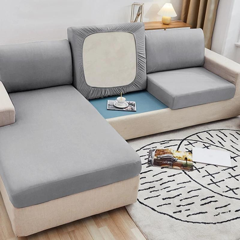 BRHUIXUE Stretch-Sofa-Sitzkissenbezug aus Polyester, elastischer und rutschfester Sofabezug in Gelb - Bild 2