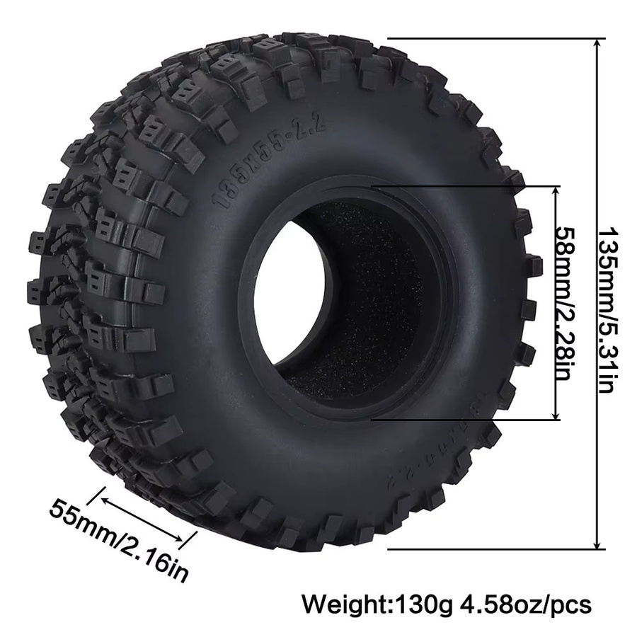 AJRC Gummireifen, 4-teiliges Set, 2,2 abs Radnabe für RC Crawler - Bild 2