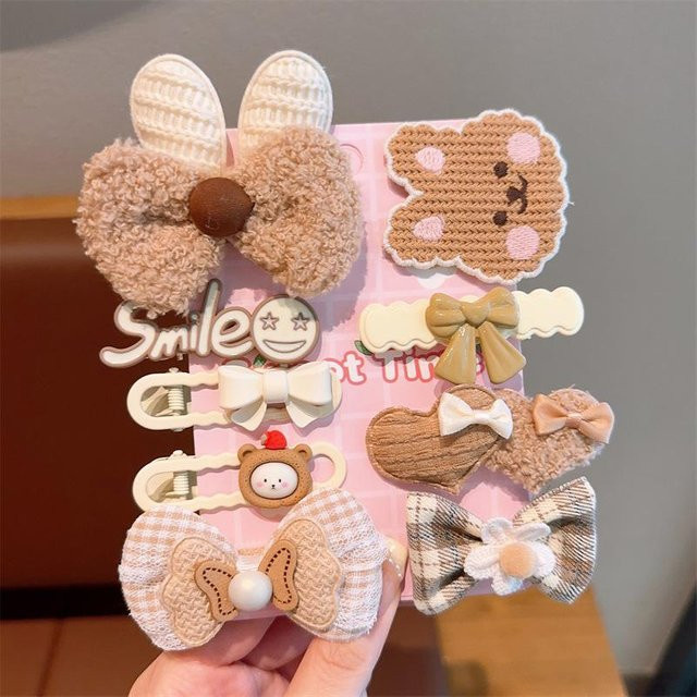 Haarspangen-Set Strickblumen und Früchte, Kinder, weiß - Bild 1