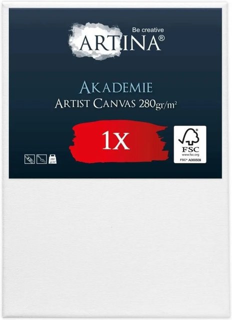 Artina Akademie Keilrahmen aus Holz und Baumwolle, Farbe Weiß, B/H: 100 x 140 cm, FSC-zertifiziert - Bild 1