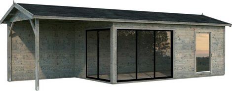 Palmako Gartenhaus Amanda Slide Plus aus Fichtenholz in Grau mit Satteldach, B/T/H: 873 x 300 x 280 cm - Bild 3