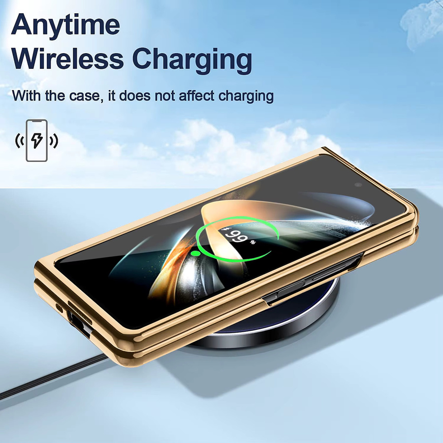 Samsung Handyhülle mit Ringhalter, kabellosem Laden und Glasfrontfolie für Galaxy Z Fold 7, 6, 5, 4, 3 in Purple - Bild 3