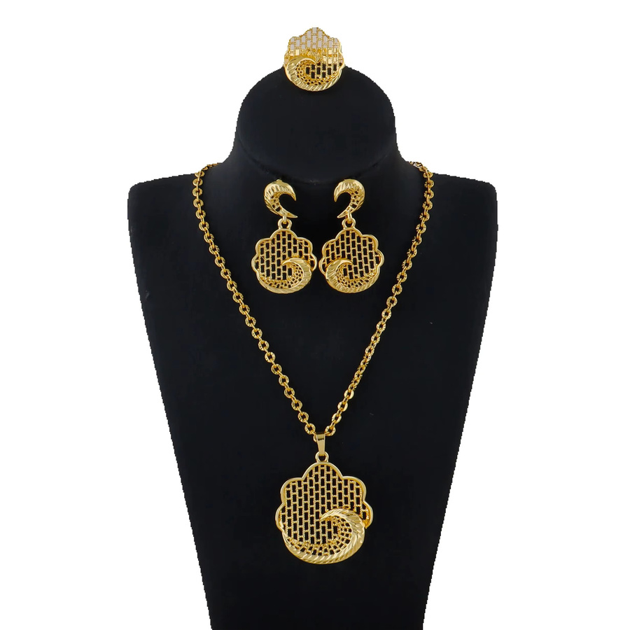 YM Schmuckset 18K Vergoldet, Ohrringe, Halskette, Ring, Damen - Bild 7