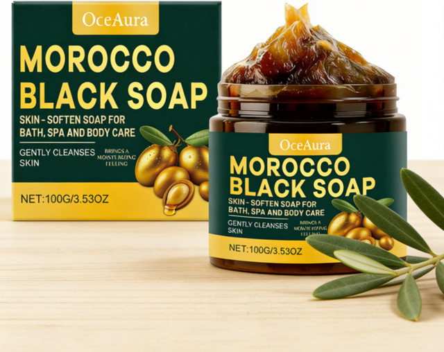 OceAura Marokkanische Schwarze Seife, 100g, Unisex, Körperpflege - Bild 1
