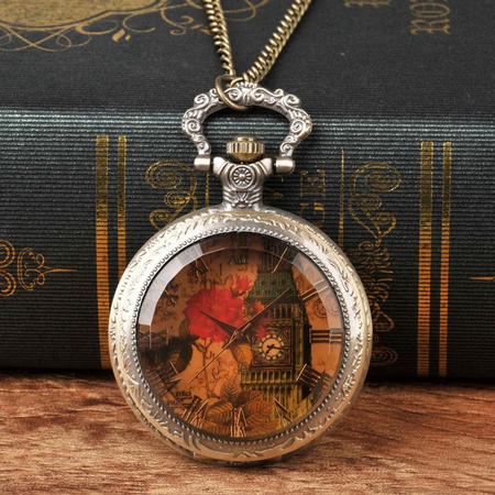 Halskette mit Taschenuhr, Messing, Gold, Quarz, Unisex