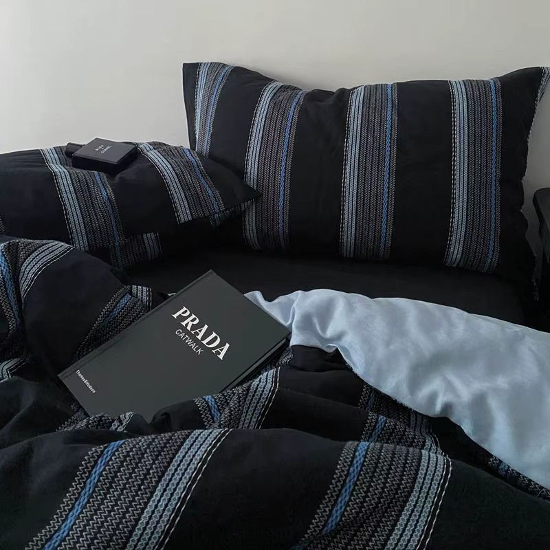 FUXUE Bettwäsche Set im japanischen Stil für Einzelbetten, vierteiliges Set bestehend aus Bettbezug und Steppdecke - Bild 2