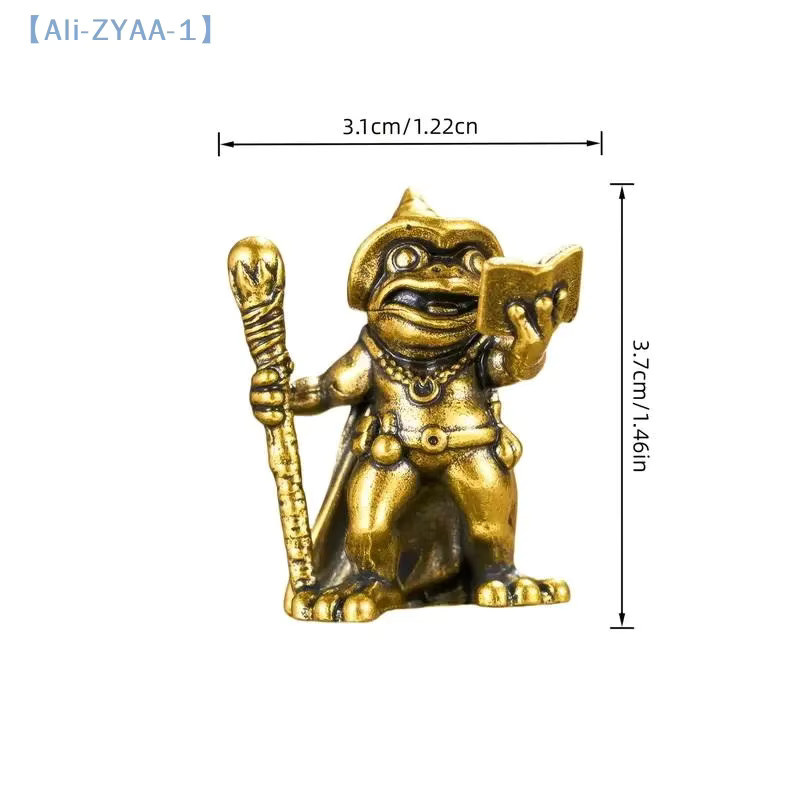 JETTING Messing-Frosch-Zauberer-Statue in Gold mit Zauberstab als Deko-Ornament für dein Zuhause oder das Auto - Bild 4