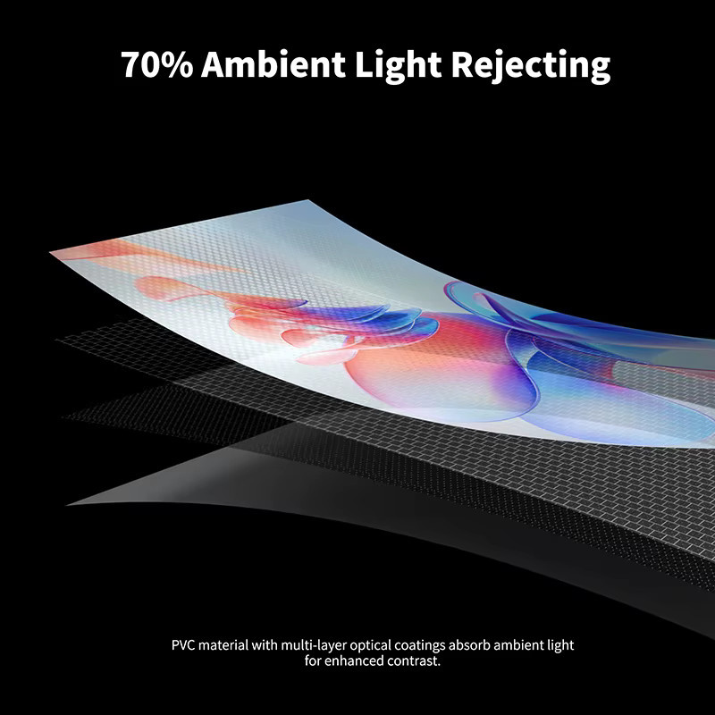 Wupro Elektrische ALR Projektionsleinwand aus schwarzem Kristallstoff für LT-Projektoren, 92–120 Zoll, 8K und 3D-Anti-Licht, ultradünnes Design - Bild 3