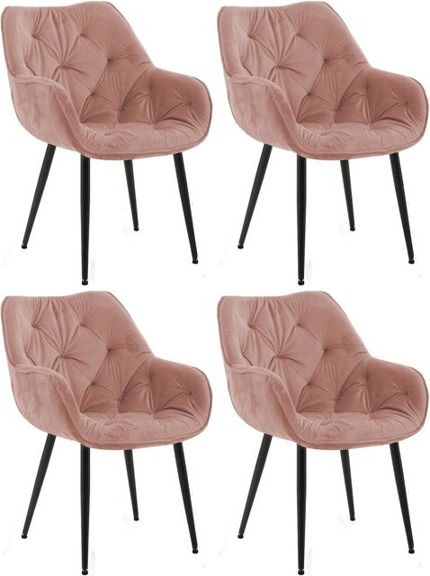 4er Set CLP Esszimmerstühle Tanna aus Samt mit gesteppter Polsterung in modernem Design - Bild 1
