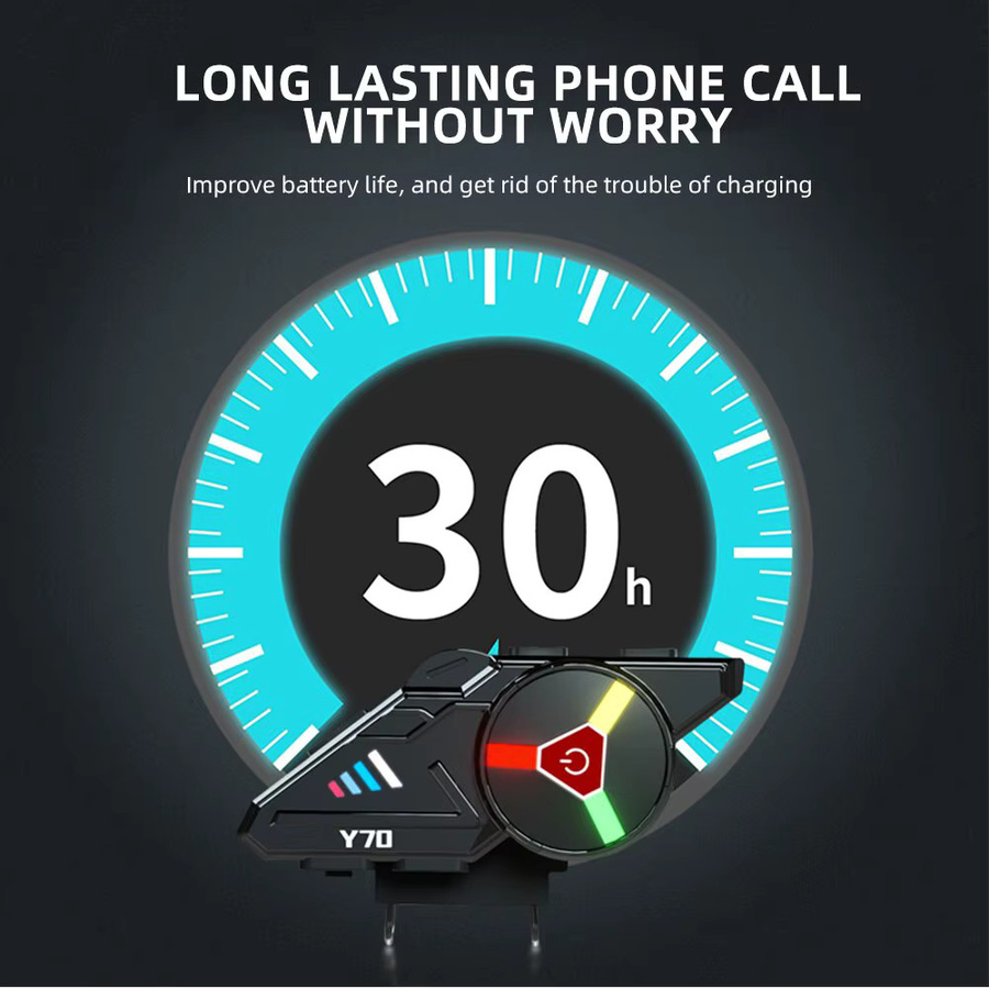 XINOWY Y70 Motorrad Bluetooth Helm Headset V5.3 mit RGB Bunter Beleuchtung, IPX6 Wasserdicht, Schwarz/Multicolor - Bild 2