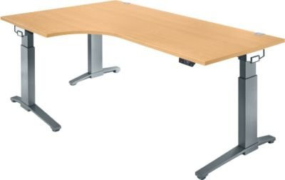 Schäfer Shop Genius ERGOSTYLE S Schreibtisch elektrisch höhenverstellbar Buche/anthrazit B: 200 cm, T: 80 cm, H: 71,5 - 118,2 cm - Bild 1