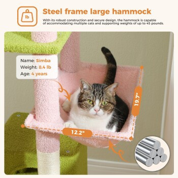 Pawz Road Katzenbaum in Pink mit Höhle, Hängematte und integriertem Spielzeug, Höhe: 180 cm - Bild 2