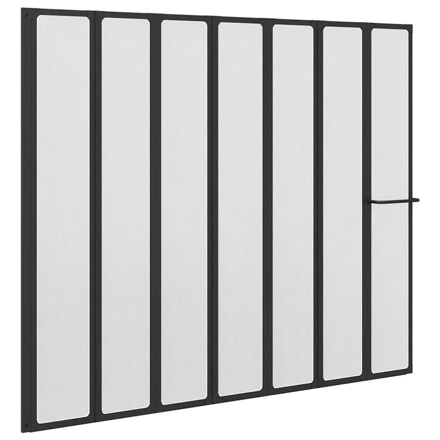 vidaXL Duschwand aus Aluminium in Schwarz mit Frosted-Glas, rechteckig und klappbar, B/T/H: 168 x 140 cm - Bild 2