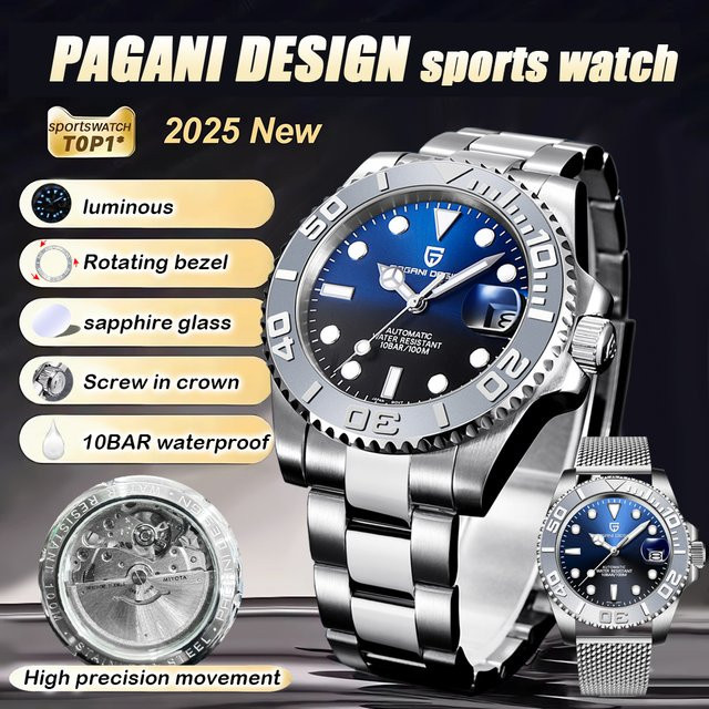 Pagani Design Armbanduhr Edelstahl, Automatik, Herren - Bild 1