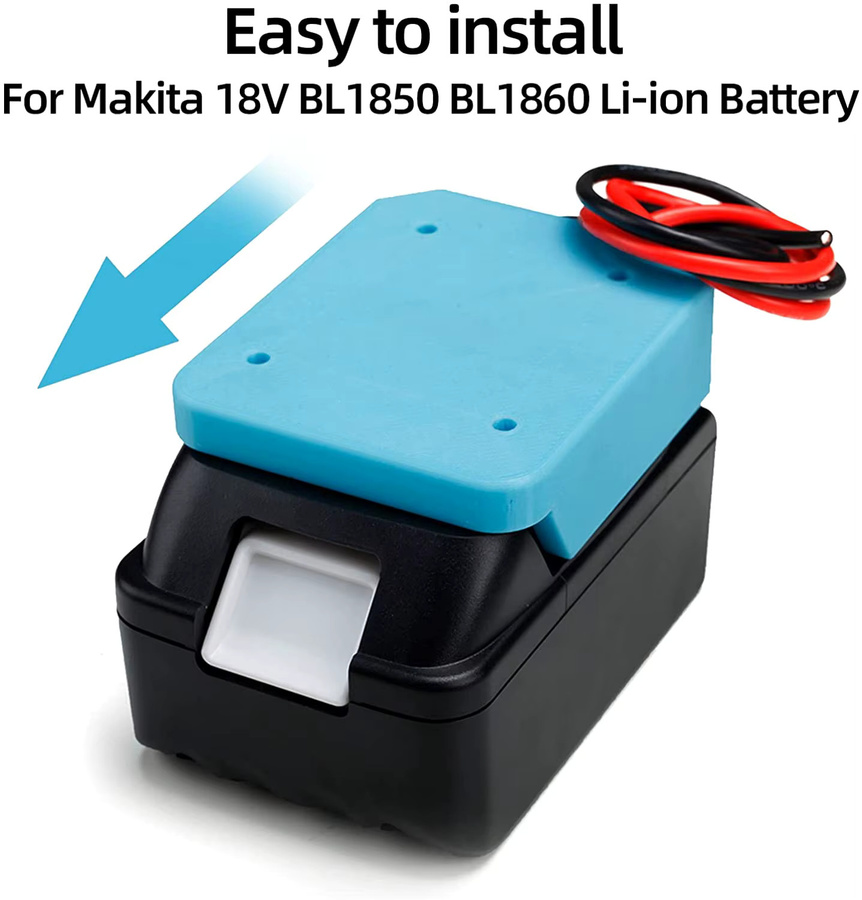 Makita DIY-Adapter Power-Wheel-Batteriekonverter für 18 V Li-Ionen-Akkus BL1830 in Blau mit 14 AWG-Kabel für RC-Autos, Robotik und RC-Trucks - Bild 2