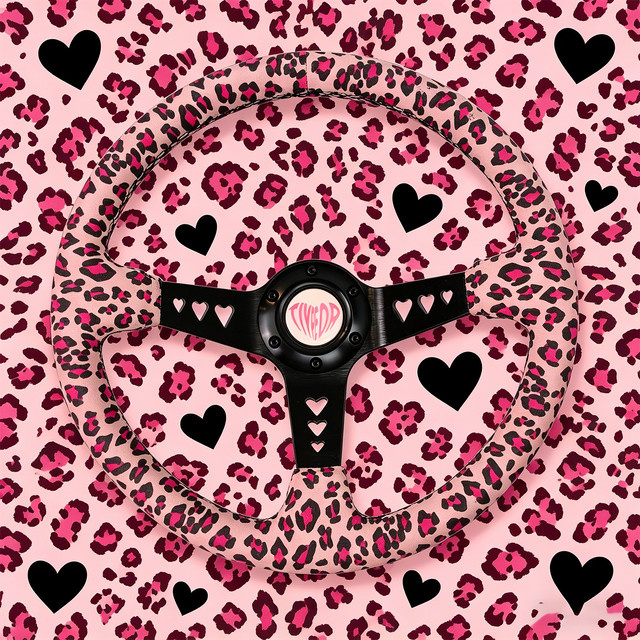 TIYPEOR JDM-Stil Lenkrad in Pink mit Herzform, Leopardenmuster und individueller Stickerei, 350 mm Durchmesser - Bild 1