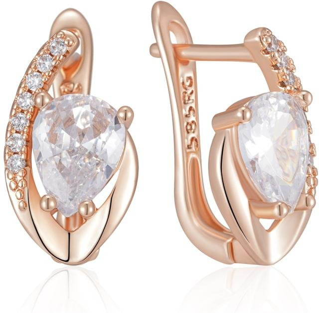 Ohrringe, Roségold Farbe, Weiße Zirkonia, Damen - Bild 1