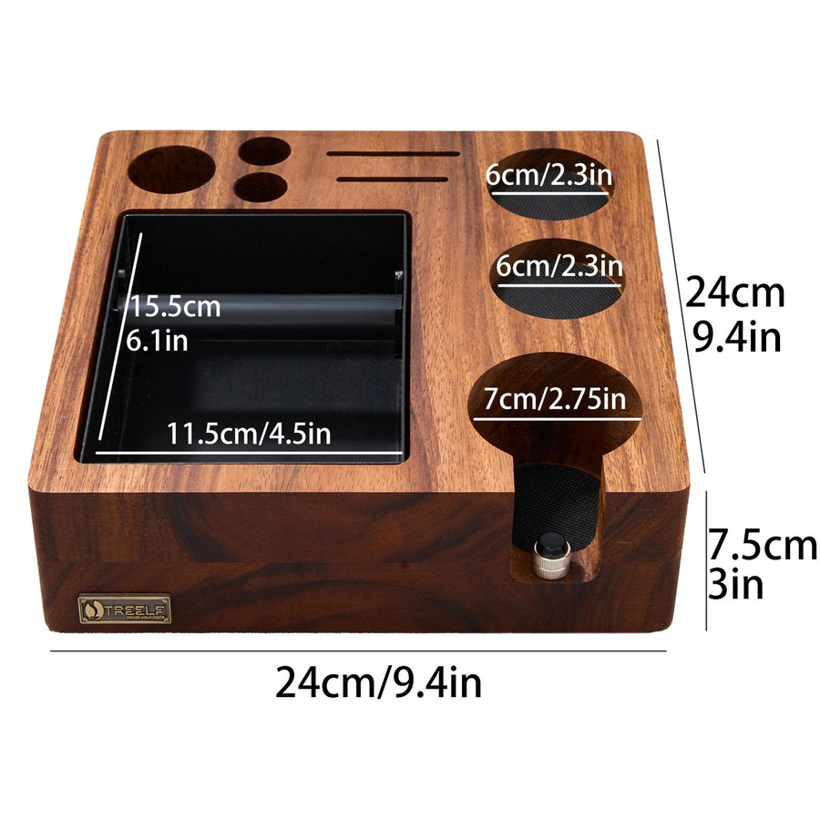 TREELF 3 in 1 Espresso-Knockbox und Tamping Station mit Anti-Druck-Pad für 51/54mm Siebe, Braun - Bild 5