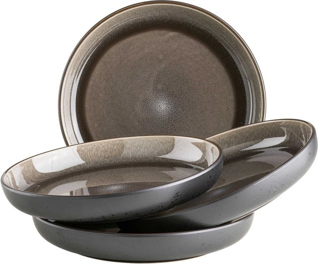 Mäser Suppenteller-Set Niara aus Steinzeug in Schwarz, Grau und Braun - Bild 1
