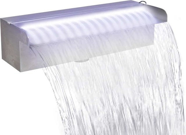 vidaXL Pool-Wasserfall Fontäne mit LEDs aus Edelstahl in Silber, Rechteckig, Breite: 30 cm - Bild 1