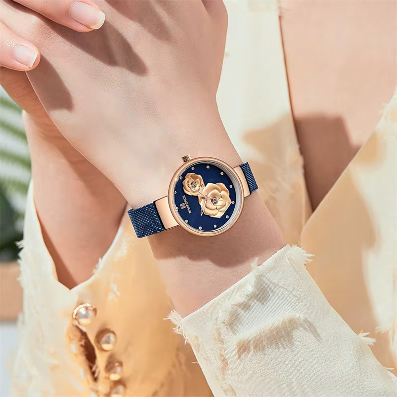 NAVIFORCE Armbanduhr Quarz, Edelstahl, Roségold, Schwarz, Damen - Bild 4
