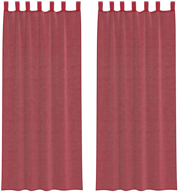 vidaXL Voile Vorhänge mit Stangentaschen, 2er Set, Weinrot, Breite: 140 cm, Höhe: 260 cm - Bild 1