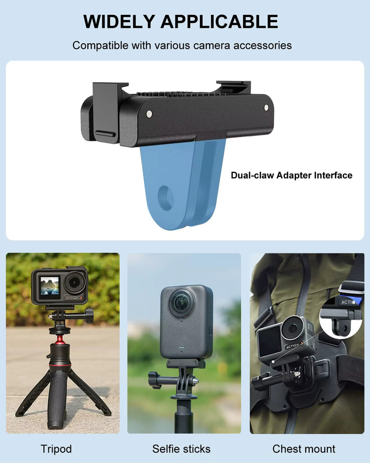 Magnetische Adapterhalterung für DJI Action 5 Pro, Schnellwechsel-Erweiterungshalterung für Osmo Action 4/3 und OSMO 360 Zubehör, Schwarz - Bild 4