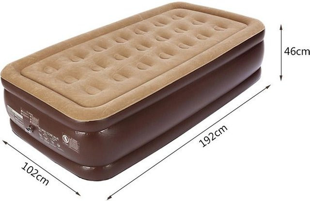 Aufblasbare Campingmatte Braun mit Pumpe für Outdoor und Freizeit, B/T/H: 192 x 102 x 43 cm - Bild 1
