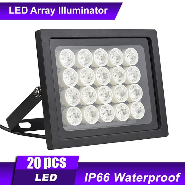 TOMTOP JMS Professionelles LED Überwachungskamera-Flutlicht in Schwarz mit 20 LEDs, Weitwinkel und IP66 Wasserschutz für den Außenbereich - Bild 1