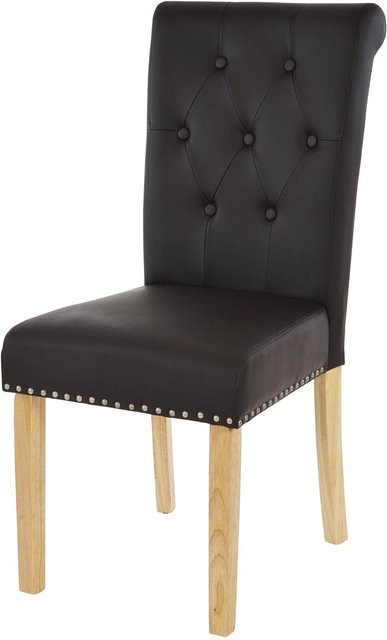 CHEFGASTRO Esszimmerstuhl 2er-Set gepolstert in Schwarz mit Rautenmuster aus Kunstleder und hellen Buchenholzbeinen, B/T/H: 47 x 47 x 98 cm, Sitzhöhe: 42 cm - Bild 1