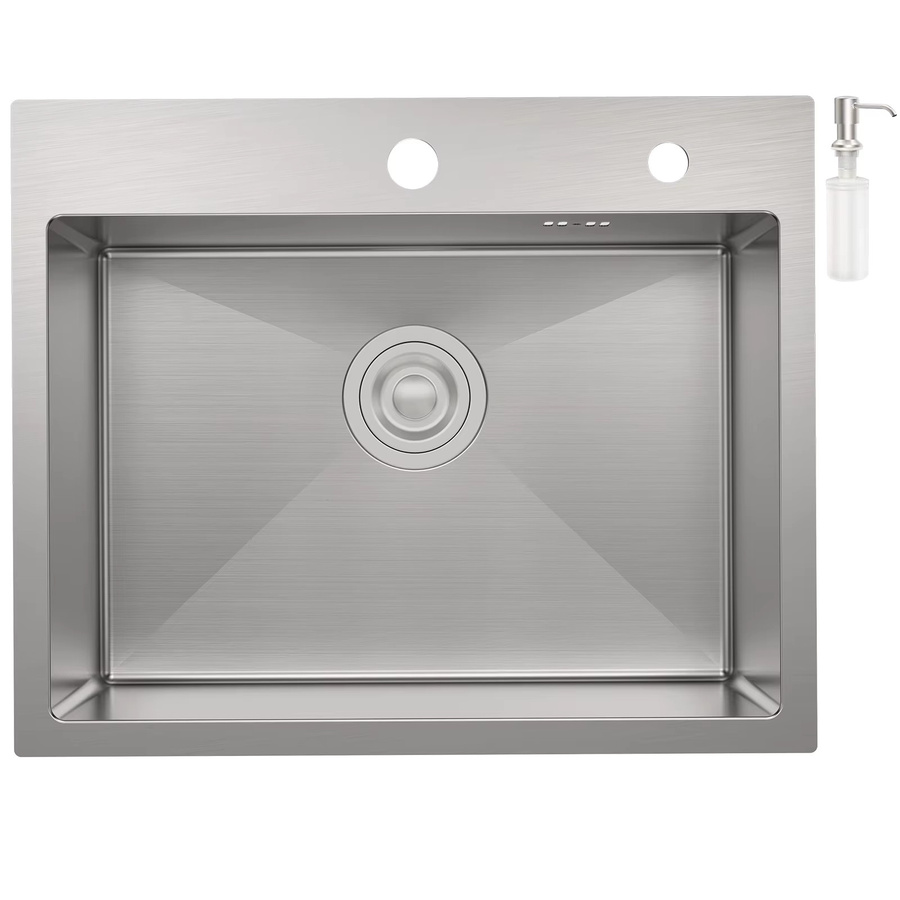 CECIPA max Einbauspüle aus gebürstetem Edelstahl 304 in Silber mit Seifenspender, Siphon und Abflussgarnitur, B/T: 55 x 45 cm - Bild 2
