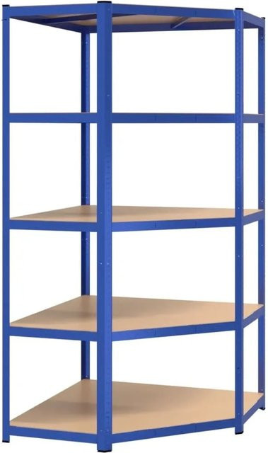 vidaXL Eckregal mit 5 verstellbaren Böden aus Stahl und Holzwerkstoff in Blau, H: 180 cm, B: 90 cm, T: 90 cm - Bild 1