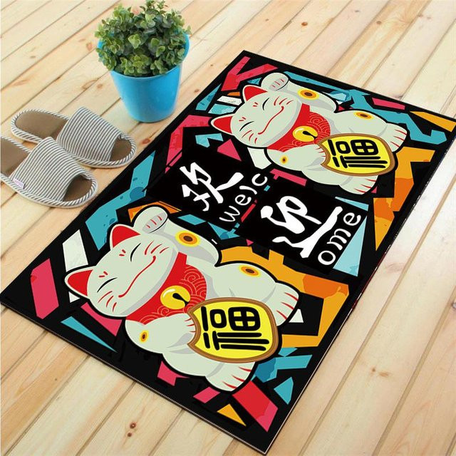 BestDream002 Fortune Cat Bodenmatte aus Polyester, Mehrfarbig, B/T: 60 x 40 cm - Bild 1