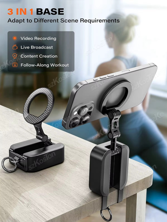 SZKOSTON Magnetischer Handyhalter mit Universal-Tablett und Tischklemme in Schwarz für iPhone 12–17 Serie - Bild 2