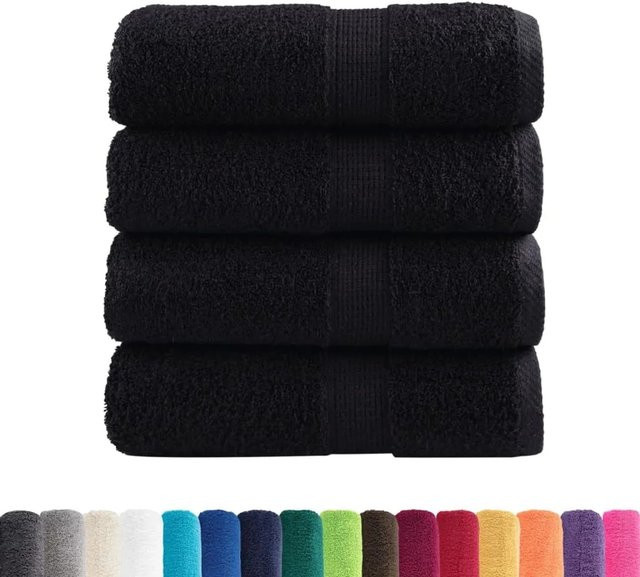 vidaXL Premium-Gästetücher SOLUND, 4er-Set, Schwarz, Baumwolle, 600 g/m², Breite: 30 cm, Höhe: 50 cm - Bild 1