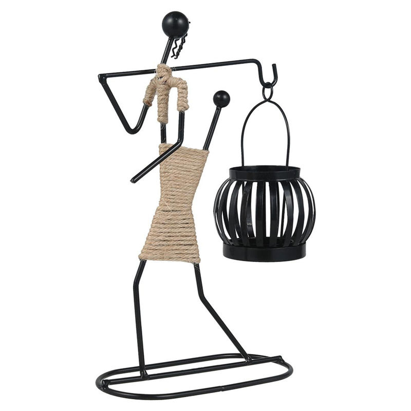 Binchi Lighting Appliances Kerzenhalter aus Metall in skandinavischem Design mit abstrakter Menschenfigur in Schwarz - Bild 3