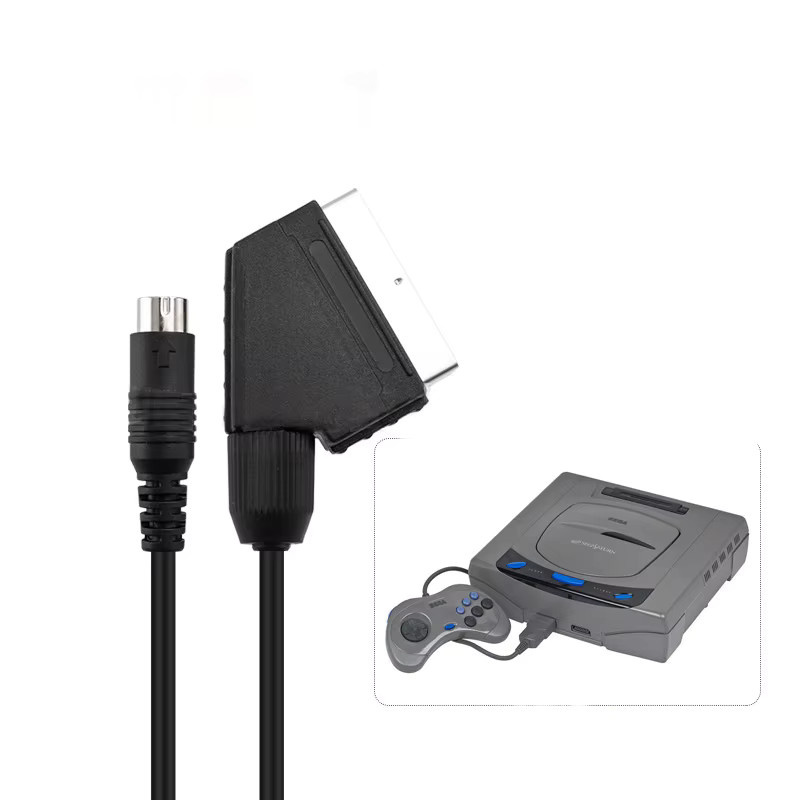 OULLX Scart-Kabel für Sega Saturn, RCA AV Stereo-Verlängerungskabel für PAL und NTSC, Schwarz, Länge: 1,8 m - Bild 2