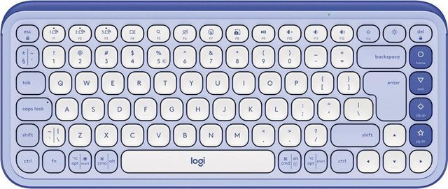 Logitech POP Icon Keys Kabellose Bluetooth Tastatur QWERTY US International in Flieder und Off White - Bild 1
