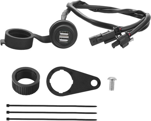 Wasserdichte Motorrad-USB-Ladebuchse mit zwei Anschlüssen (USB-A und USB-C), 5V 2A, Schwarz - Bild 1