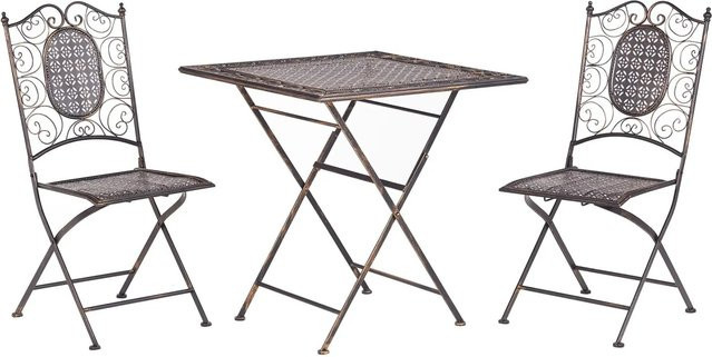 Beliani Bistro Set BORMIO in Schwarz und Gold aus Metall für Balkon, Garten oder Terrasse, B/T/H: 70 x 70 x 74 cm - Bild 1
