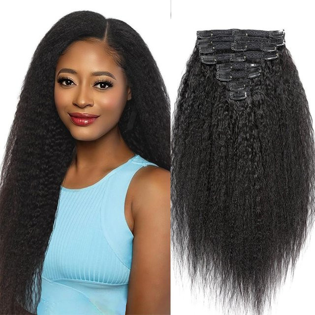 YYONG Haarverlängerungen Clip-in, menschliches Haar, 8 Stück, Damen - Bild 1