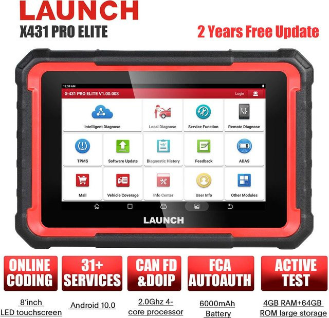 LAUNCH X431 PRO ELITE Auto-Diagnosegerät in Schwarz für Vollsystemdiagnose, Schlüsselprogrammierung und CAN FD Online ECU-Programmierung - Bild 1