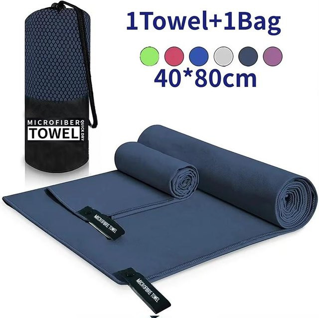 Schnelltrocknendes Mikrofaser-Sporthandtuch von Yiran bag in Schwarz und Blau, B/H: 40 x 80 cm - Bild 1