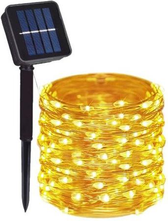 AlliLit Solar-LED-Außenrohr-Lichterkette mit 50 LEDs in Gelb, 7m Länge, wetterfest IP65 für Garten und Landschaftsbeleuchtung