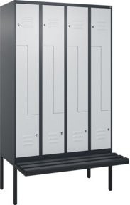 C+P Z-Spind Classic PLUS Sitzbank mit 8 Fächern, auskragendes Design, B/T/H: 212,0 x 120,0 x 81,5 cm, Farben: Anthrazit, Grau, Schwarz - Bild 1