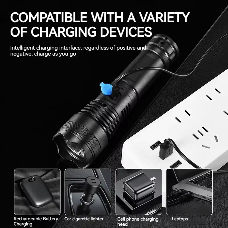 ESMARTER Wiederaufladbare LED-Camping-Taschenlampe in Schwarz - Bild 4
