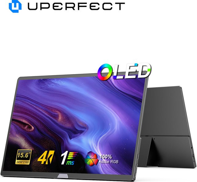 Uperfect 15,6 Zoll 4K UHD OLED tragbarer Monitor in Schwarz mit 60Hz und 100% DCI-P3 Farbraum - Bild 1