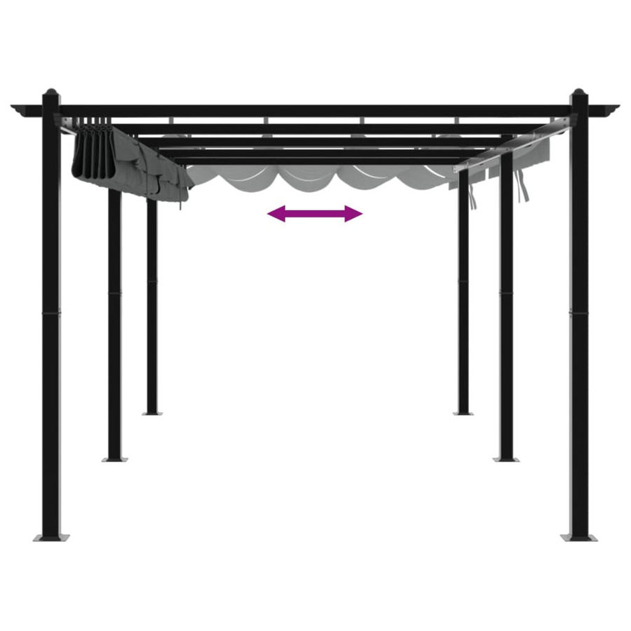 vidaXL Gartenpavillon aus Aluminium mit ausziehbarem Polyesterdach in Anthrazit, B/T: 6 x 3 m - Bild 4