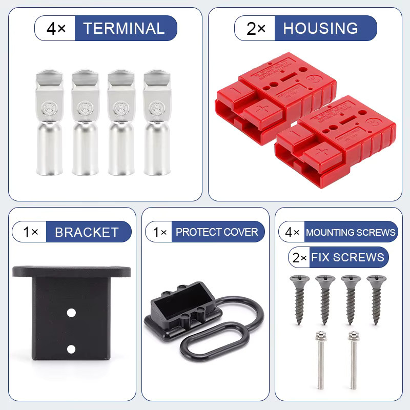 VaneAims 2er Set Batterie Lade Connector Kit 600 V Schnellstecker für Auto und Gabelstapler in Grau - Bild 2
